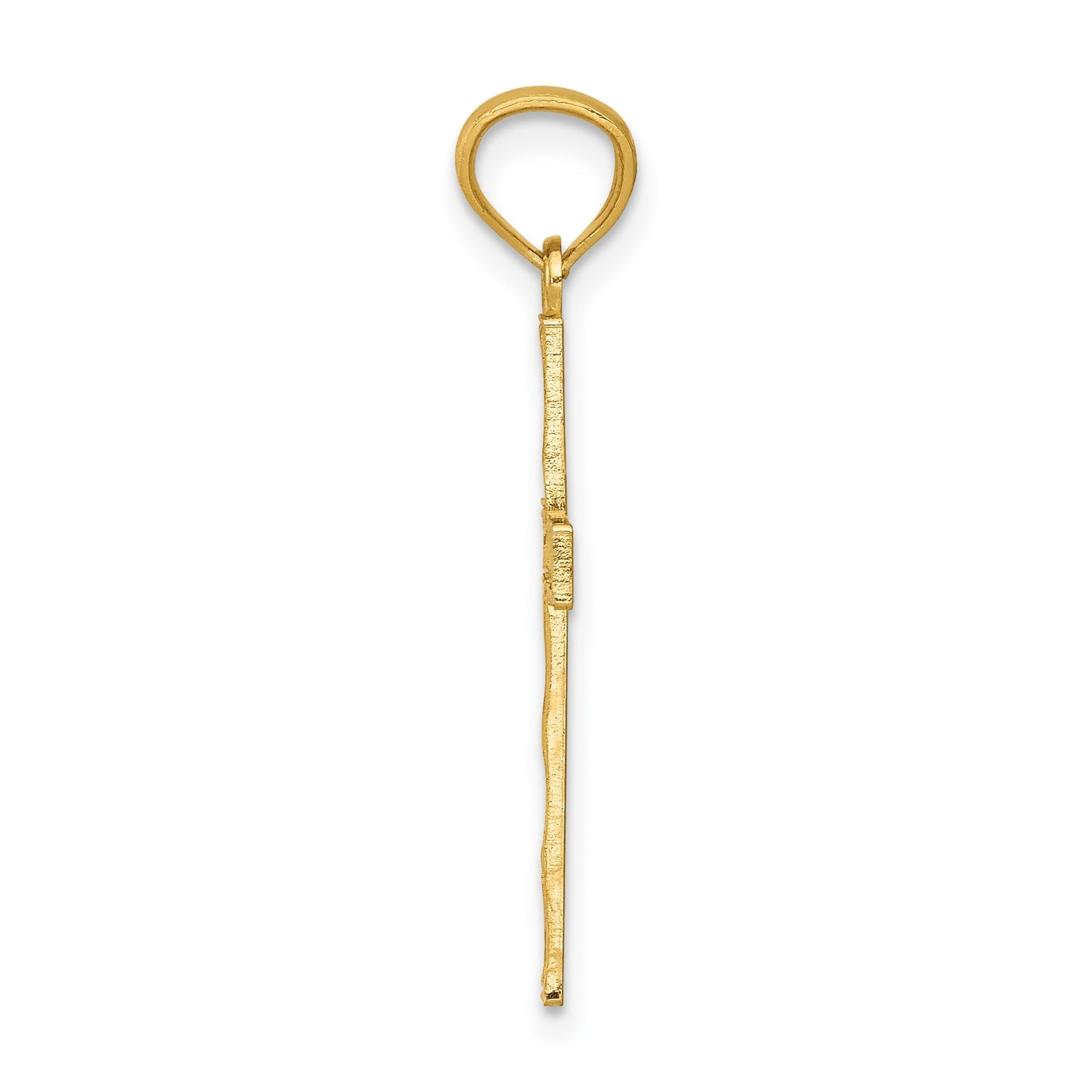 14k Yellow Gold Filigree Cross Pendant 30mm