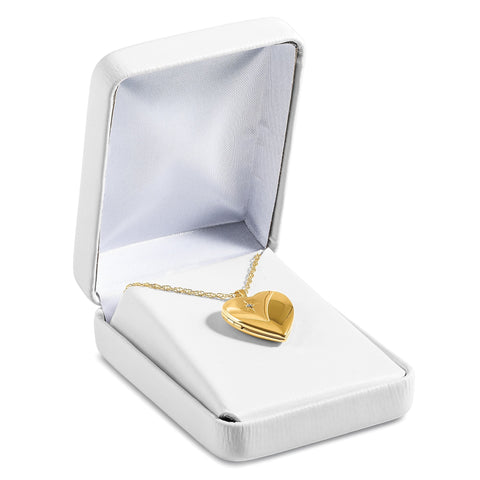 14K Yellow Gold Filled 20mm Star Diamond Heart Photo Locket Necklace, 18"