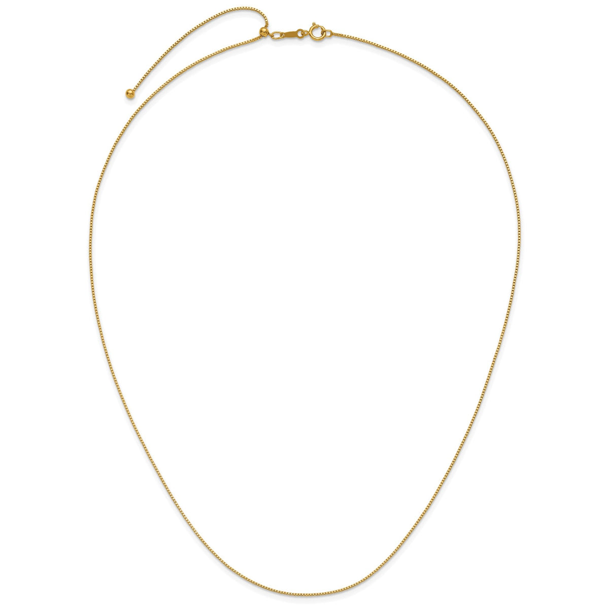 14K Yellow Gold Filled .80mm Adjustable Box 22" Chain Necklace