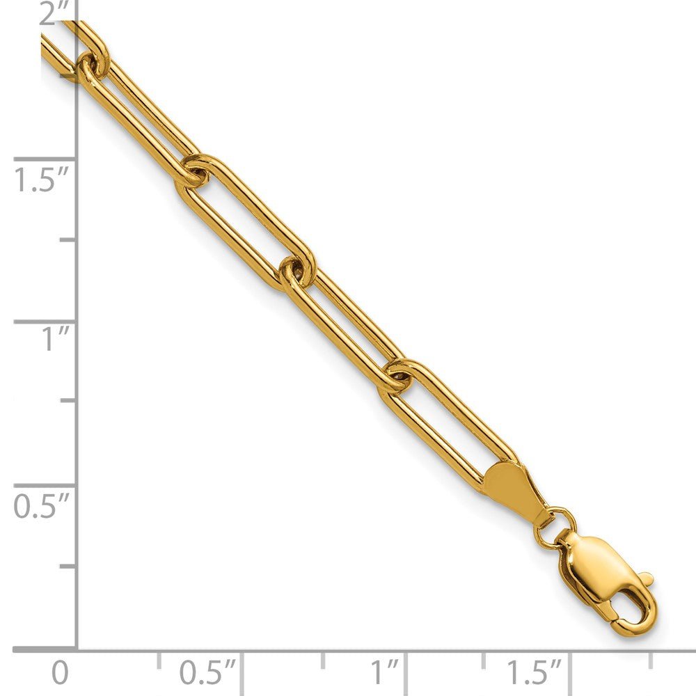 14K Yellow Gold Filled Paperclip Link Bracelet, 4mm Width, 6.5 Inch Length with 1 Inch Extension Chain - JewelryAffairs