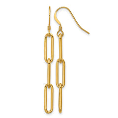 14K Yellow Gold Filled Paperclip Link Shepherd Hook Dangle Earrings