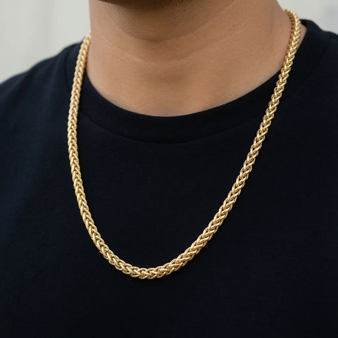 14K Yellow Gold Filled Round Franco Chain Necklace, 6.0mm Wide