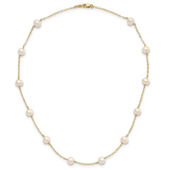 14K Yellow Gold Fresh Water Cultured 6mm Pearl 12-station Necklace, 16