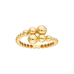 14k Yellow Gold Graduated Bead Bypass Ring