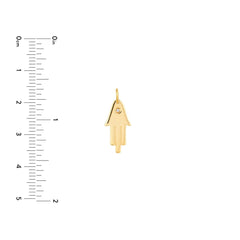 14K Yellow Gold Hamsa Diamond Pendant, 18mm