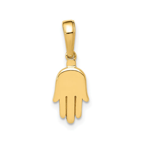 14K Yellow Gold Hamsa Hand Charm Pendant, 18mm x 7mm