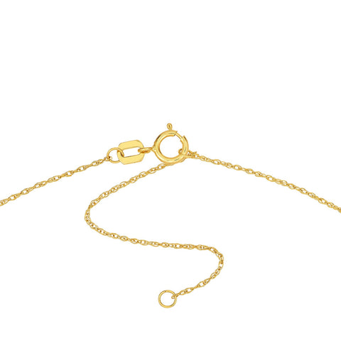 14K Yellow Gold Hamsa Hand Diamond Adjustable Necklace, 16"-18"