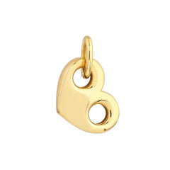 14K Yellow Gold Heart Charm Pendant, Puff Mariner Style, 18mm
