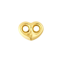 14k Yellow Gold Heart Puff Mariner Stud Earrings, 8mm