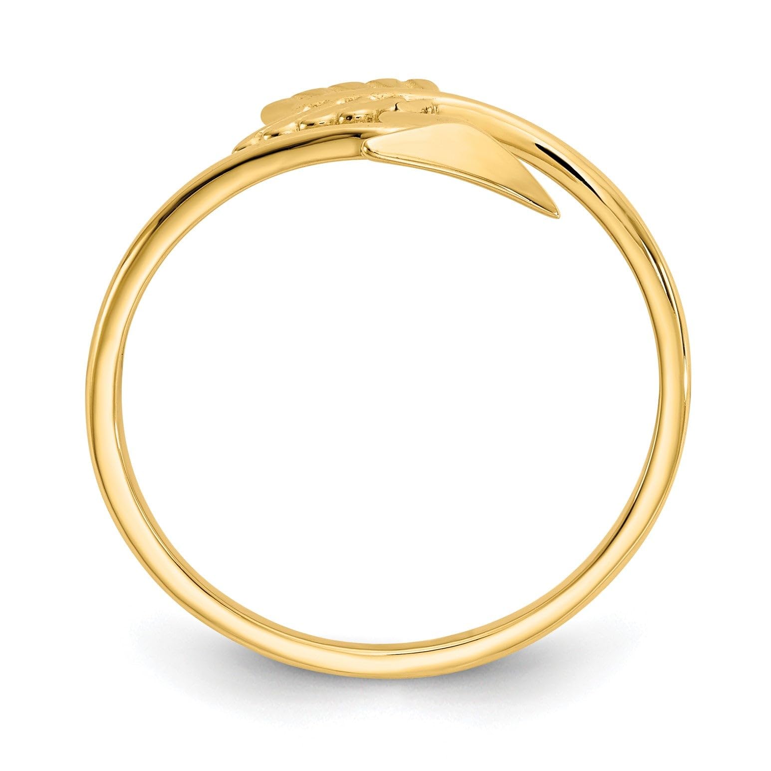 14K Yellow Gold High Polished Arrow Adjustable Ring, 7