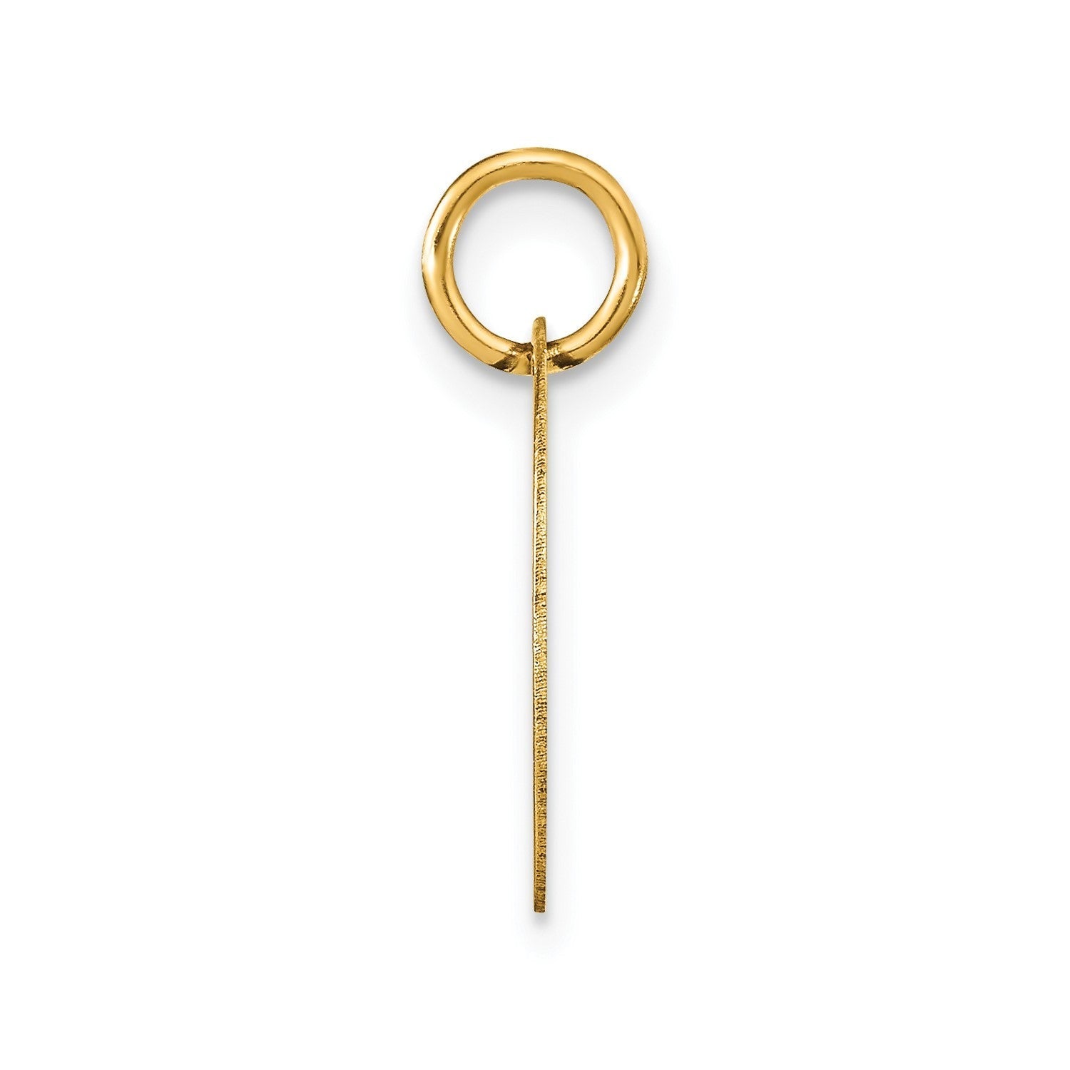 14K Yellow Gold High Polished Black Enamel Initial Disk Pendant 15mm