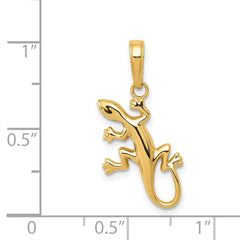14k Yellow Gold High Polished Gecko Pendant Charm, 17x15