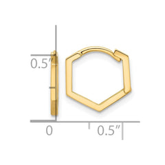 14K Yellow Gold High Polished Geometric Hoop Earrings, 13mm