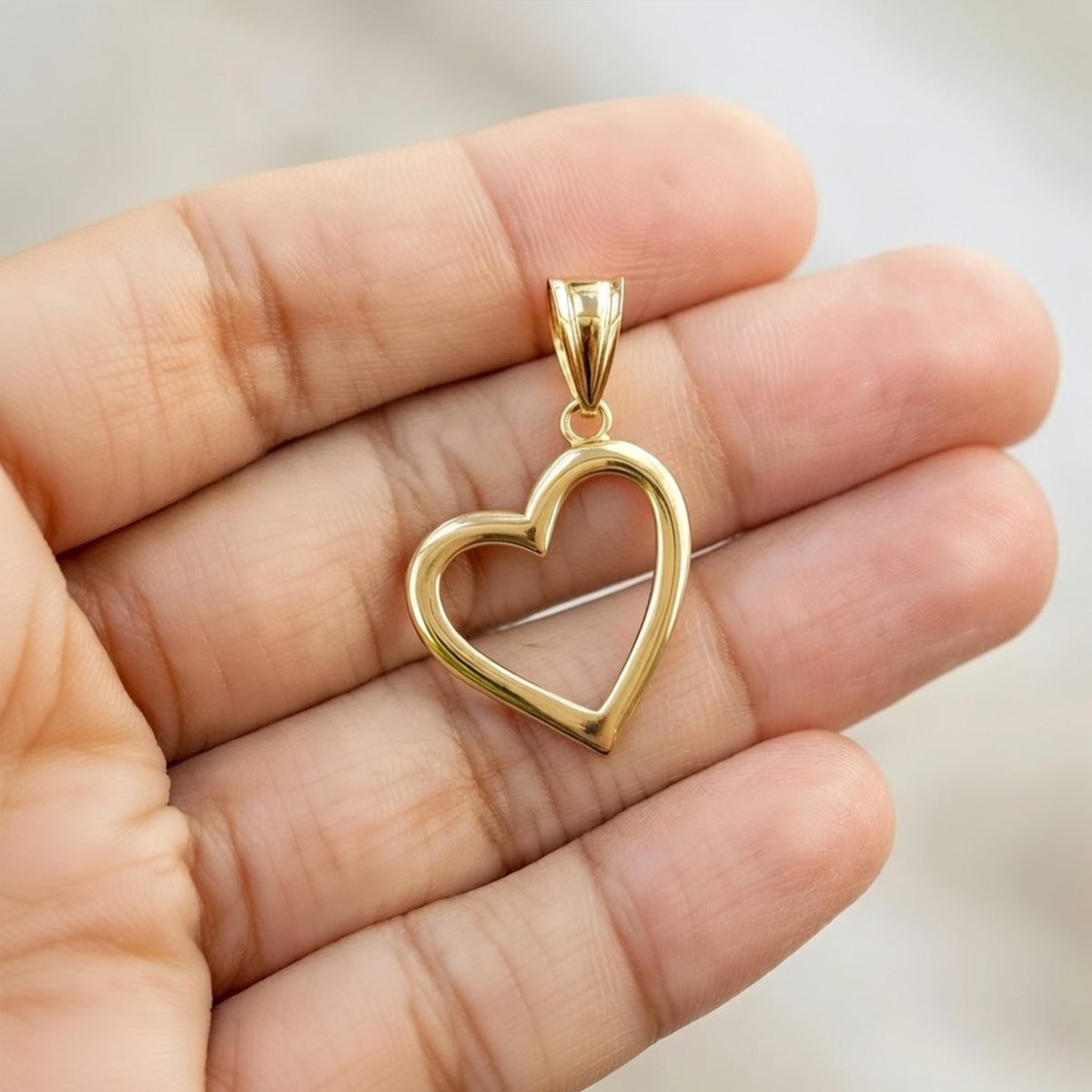 14K Yellow Gold High Polished Heart Pendant, 29x17mm - JewelryAffairs