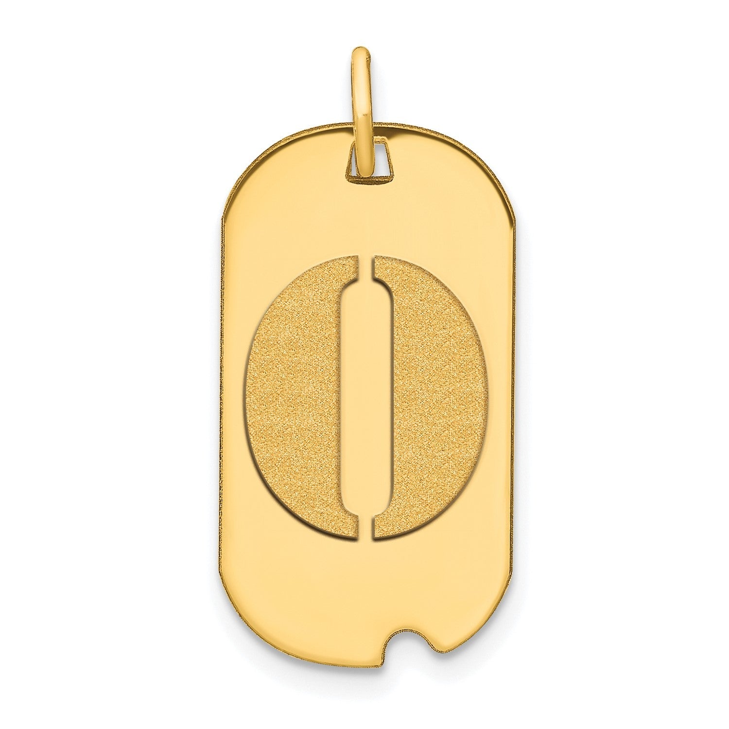 14k Yellow Gold High Polished Letter Initial Dog Tag Pendant,24x14mm