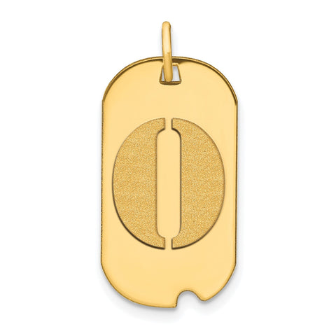 14k Yellow Gold High Polished Letter Initial Dog Tag Pendant,24x14mm