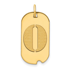 14k Yellow Gold High Polished Letter Initial Dog Tag Pendant,24x14mm