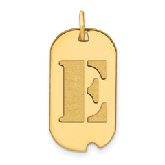 14k Yellow Gold High Polished Letter Initial Dog Tag Pendant,24x14mm
