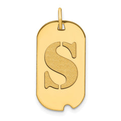 14k Yellow Gold High Polished Letter Initial Dog Tag Pendant,24x14mm