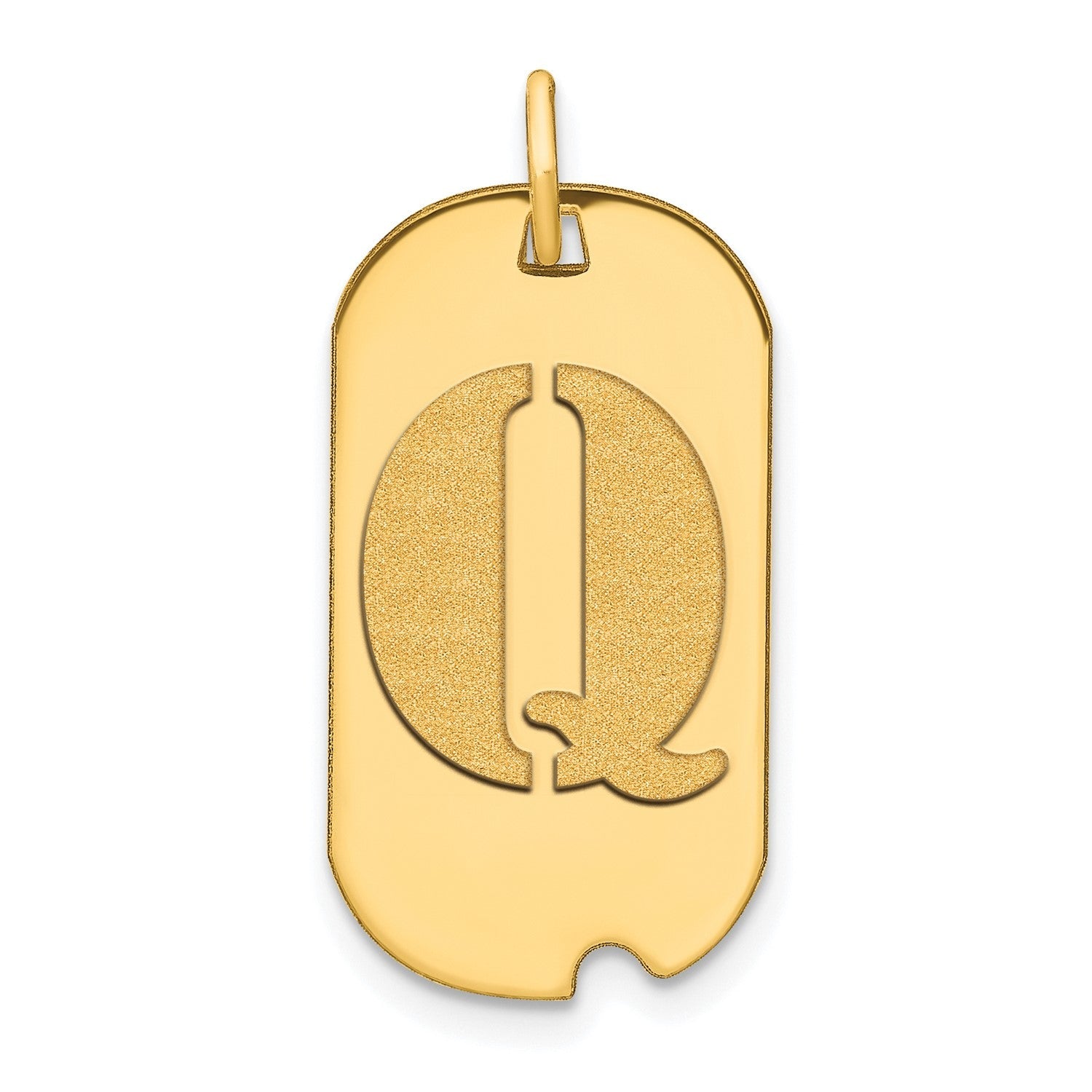 14k Yellow Gold High Polished Letter Initial Dog Tag Pendant,24x14mm