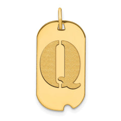 14k Yellow Gold High Polished Letter Initial Dog Tag Pendant,24x14mm