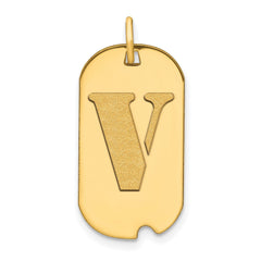 14k Yellow Gold High Polished Letter Initial Dog Tag Pendant,24x14mm