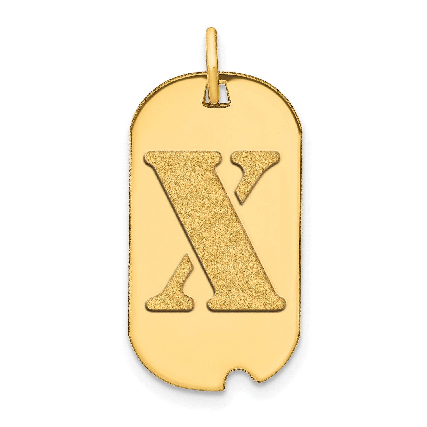 14k Yellow Gold High Polished Letter Initial Dog Tag Pendant,24x14mm