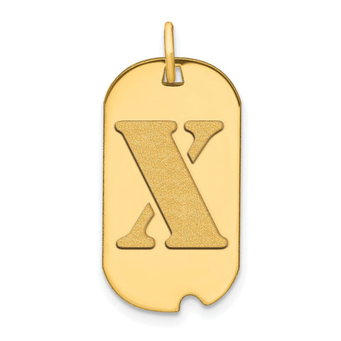 14k Yellow Gold High Polished Letter Initial Dog Tag Pendant,24x14mm