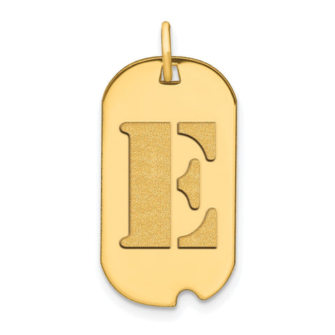 14k Yellow Gold High Polished Letter Initial Dog Tag Pendant,24x14mm