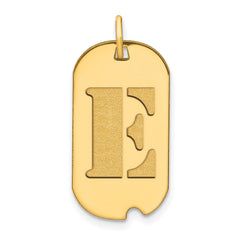 14k Yellow Gold High Polished Letter Initial Dog Tag Pendant,24x14mm