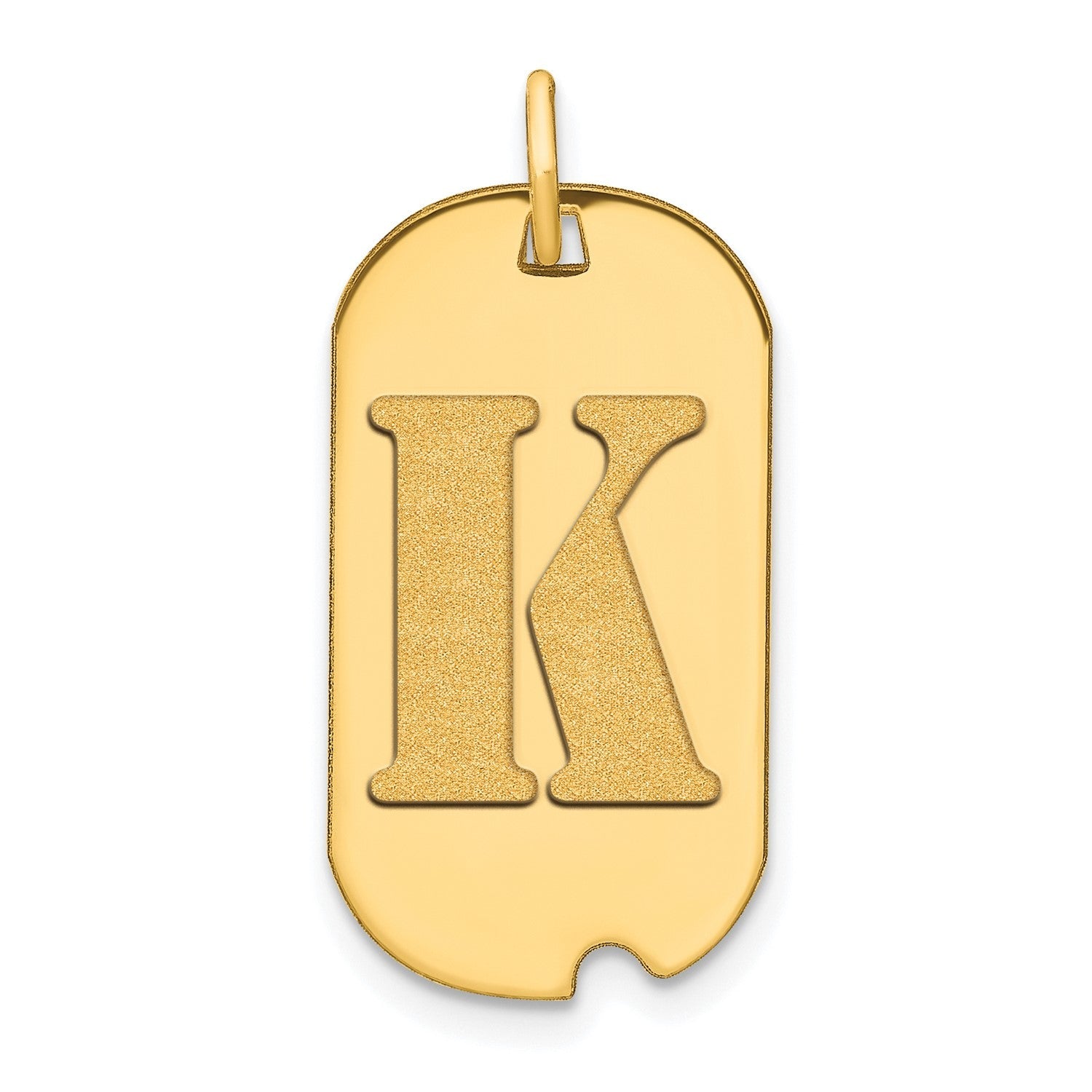 14k Yellow Gold High Polished Letter Initial Dog Tag Pendant,24x14mm
