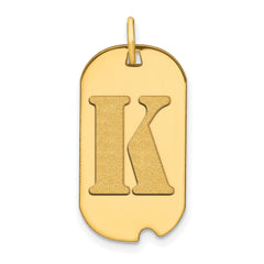 14k Yellow Gold High Polished Letter Initial Dog Tag Pendant,24x14mm