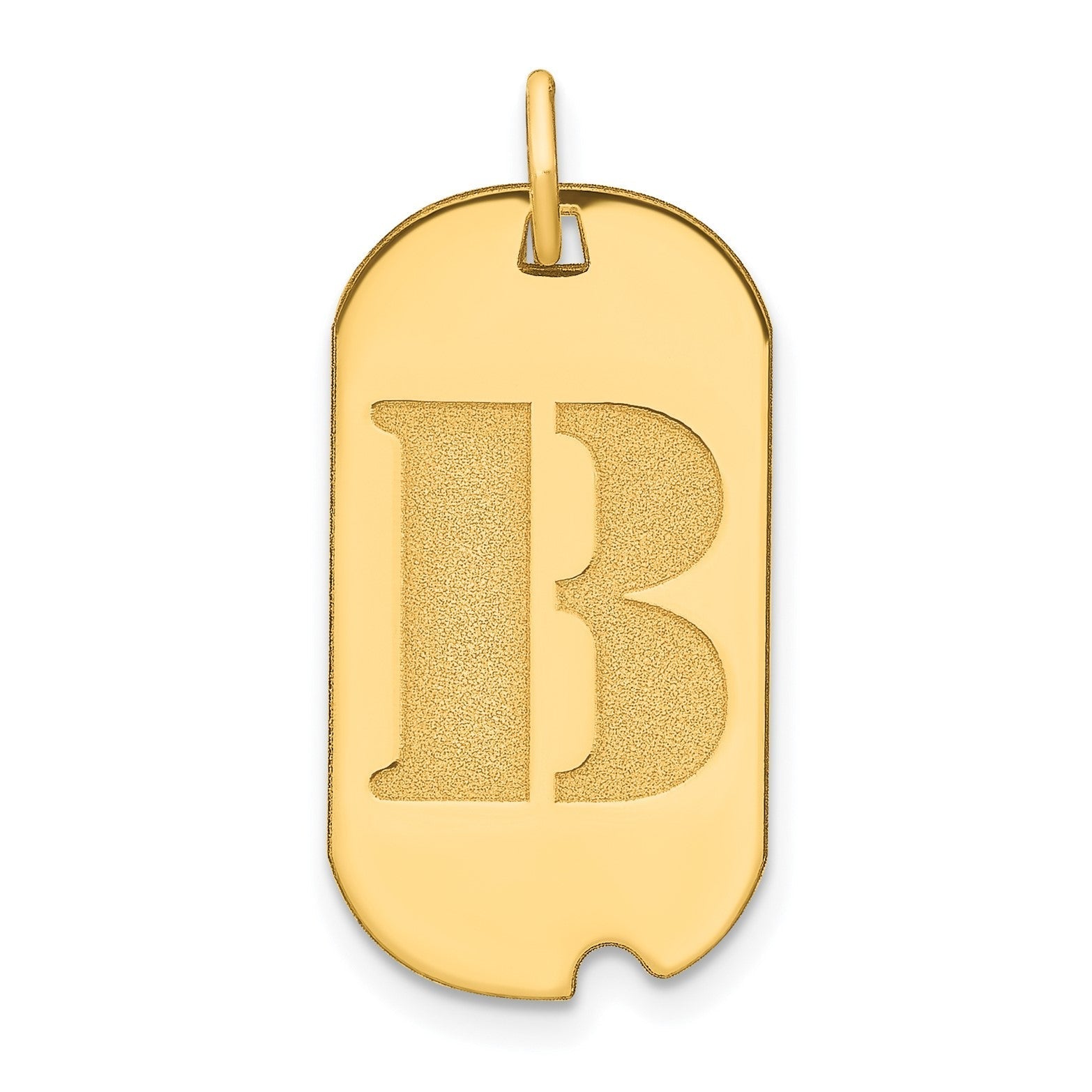 14k Yellow Gold High Polished Letter Initial Dog Tag Pendant,24x14mm