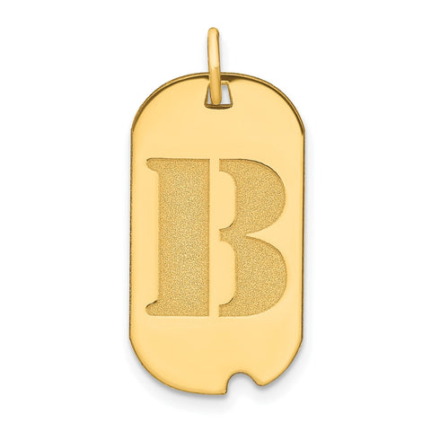 14k Yellow Gold High Polished Letter Initial Dog Tag Pendant,24x14mm