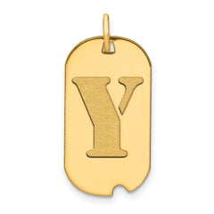14k Yellow Gold High Polished Letter Initial Dog Tag Pendant,24x14mm