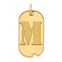 14k Yellow Gold High Polished Letter Initial Dog Tag Pendant,24x14mm