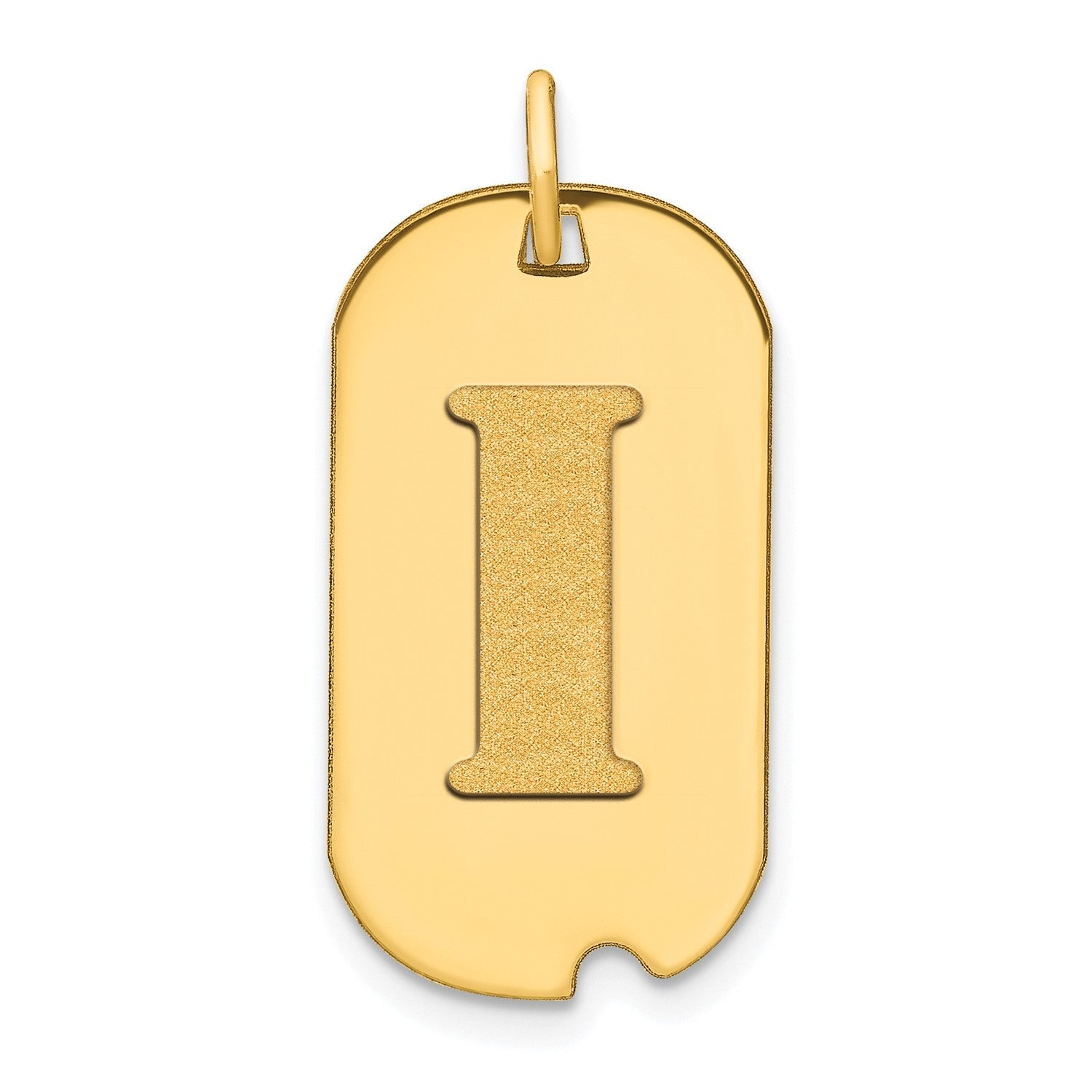 14k Yellow Gold High Polished Letter Initial Dog Tag Pendant,24x14mm