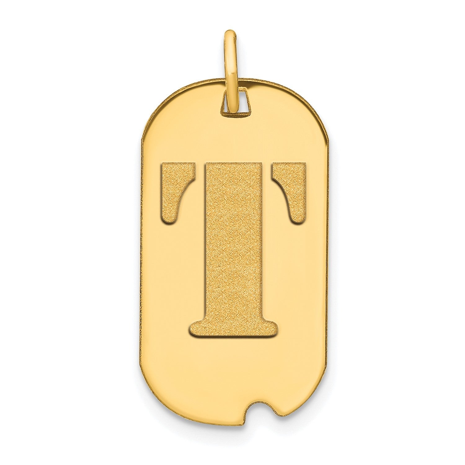 14k Yellow Gold High Polished Letter Initial Dog Tag Pendant,24x14mm