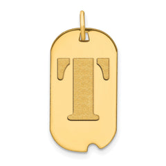 14k Yellow Gold High Polished Letter Initial Dog Tag Pendant,24x14mm