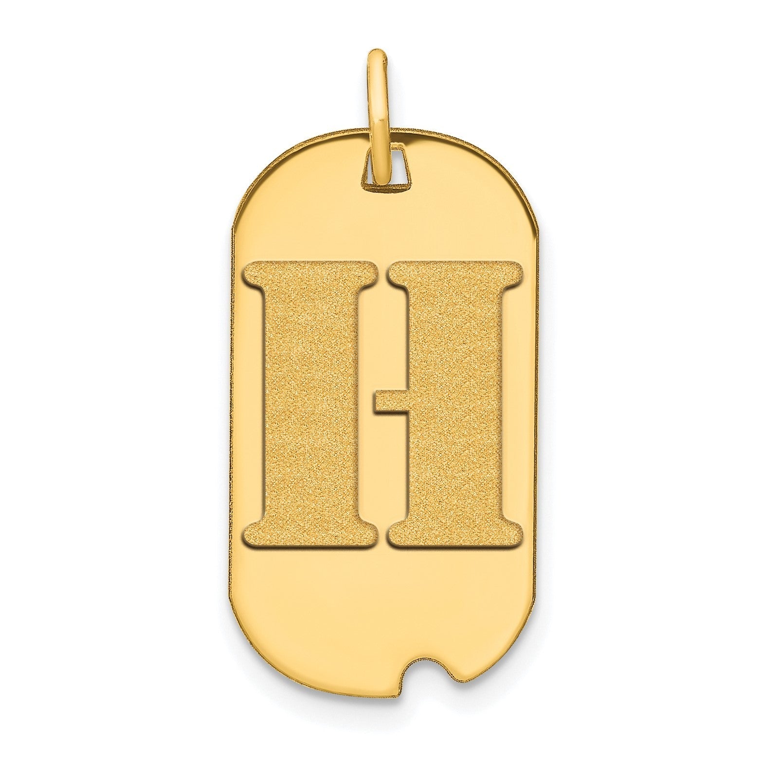 14k Yellow Gold High Polished Letter Initial Dog Tag Pendant,24x14mm