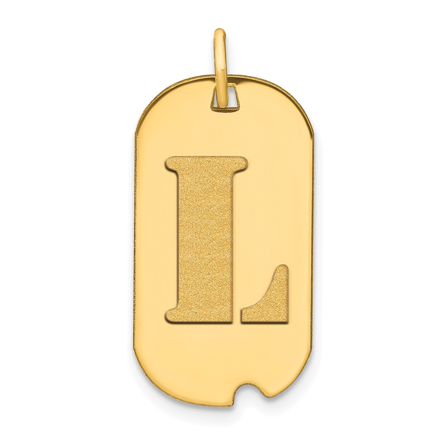 14k Yellow Gold High Polished Letter Initial Dog Tag Pendant,24x14mm