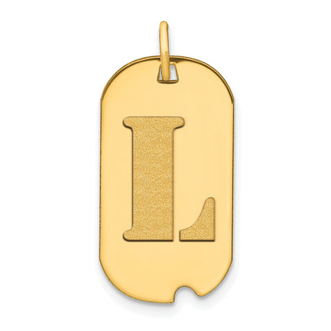 14k Yellow Gold High Polished Letter Initial Dog Tag Pendant,24x14mm