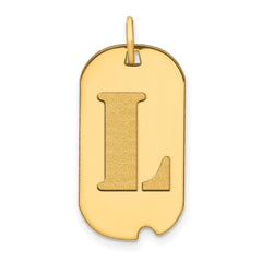 14k Yellow Gold High Polished Letter Initial Dog Tag Pendant,24x14mm