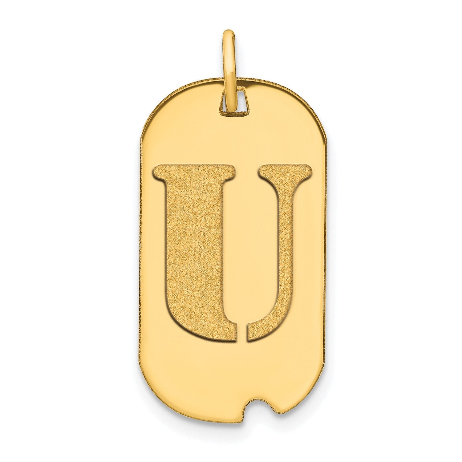 14k Yellow Gold High Polished Letter Initial Dog Tag Pendant,24x14mm