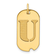 14k Yellow Gold High Polished Letter Initial Dog Tag Pendant,24x14mm