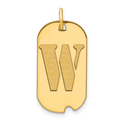 14k Yellow Gold High Polished Letter Initial Dog Tag Pendant,24x14mm