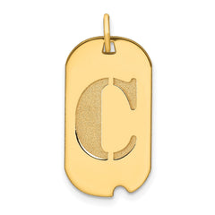 14k Yellow Gold High Polished Letter Initial Dog Tag Pendant,24x14mm