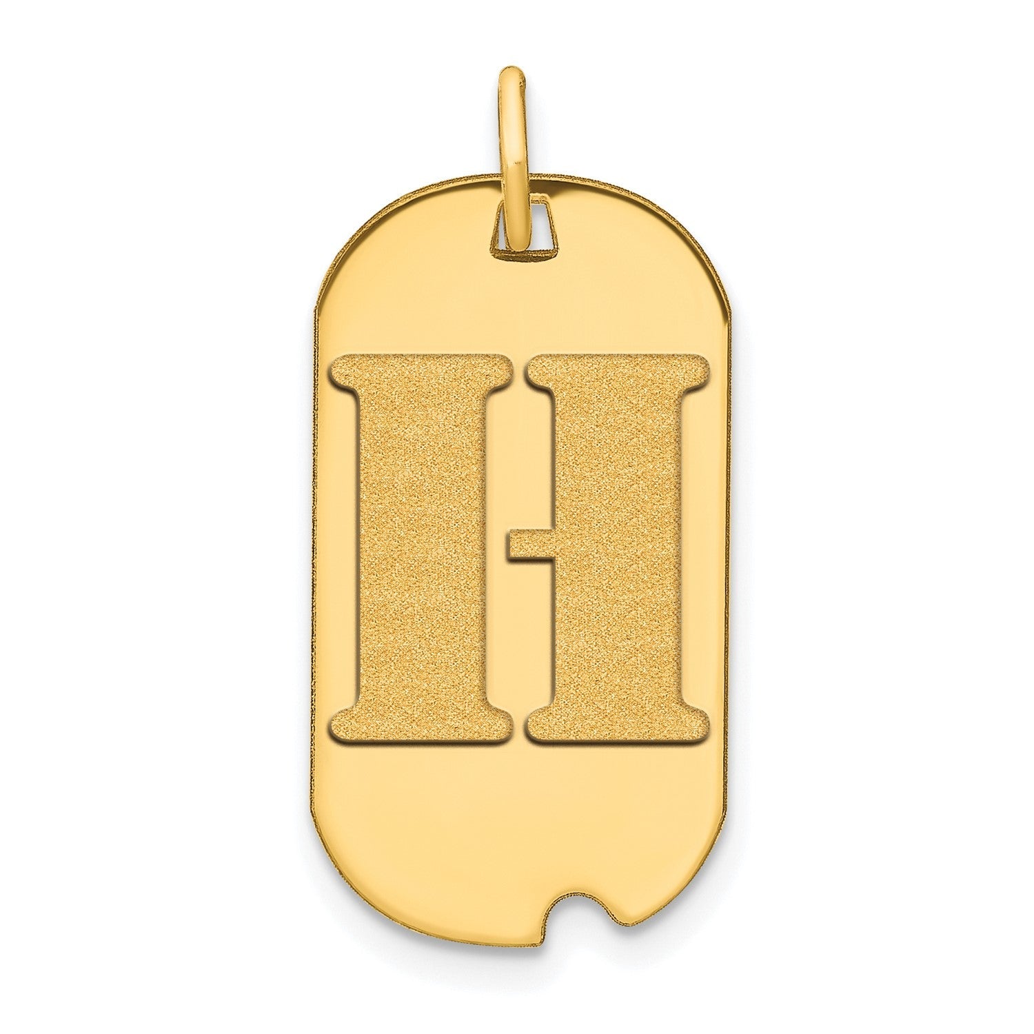 14k Yellow Gold High Polished Letter Initial Dog Tag Pendant,24x14mm