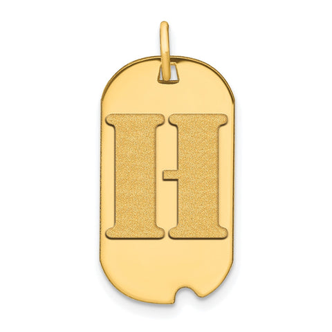 14k Yellow Gold High Polished Letter Initial Dog Tag Pendant,24x14mm