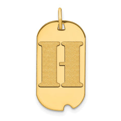 14k Yellow Gold High Polished Letter Initial Dog Tag Pendant,24x14mm